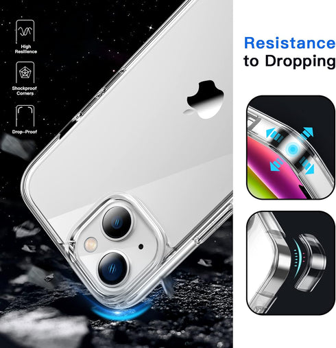 JETech Non-Yellowing Shockproof Phone Bumper Cover for iPhone 14 6.1-Inch, Anti-Scratch Clear Back - Clear