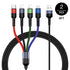 USAMS 2Pack Multi Charging Cable 4FT 4 in 1 Nylon Braided USB Fast Charging for Type C, Micro, and more devices.