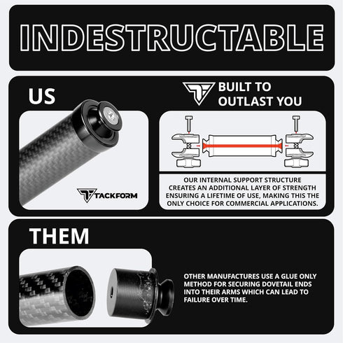 5" 20mm 20 20mm Tackform Long Ball and Socket Arm DuraLock Series Carbon Fiber Arm | Dual Sockets with Optional