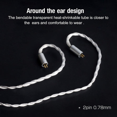 okcsc Earphone Upgrade Cable, 0.78mm 2pin Replacement Cord, 4 Cores OFC Silver Plated Audio Adapter for KZ ZS10, Mic