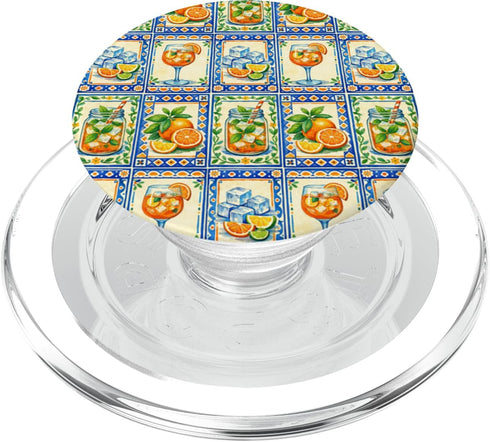 Orange Juice Citrus Fruit Mediterranean Style Orange Citrus Pattern Watercolor Summer Aesthetic PopSockets PopGrip for MagSafe
