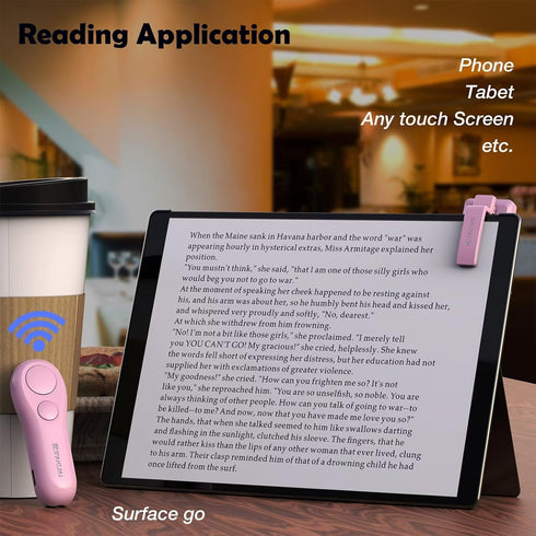 SK SYUKUYU RF Remote Control Page Turner for Kindle, iPad, Surface, iPhone, Android Tablets, Pink, SKPT01