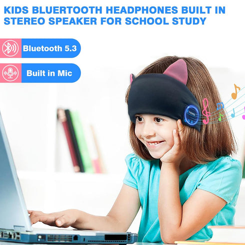 Joythink Kids Bluetooth Headband Headphones, Sleep Mask Wireless Earphones, Adjustable Sports Headset for Girls Boys,