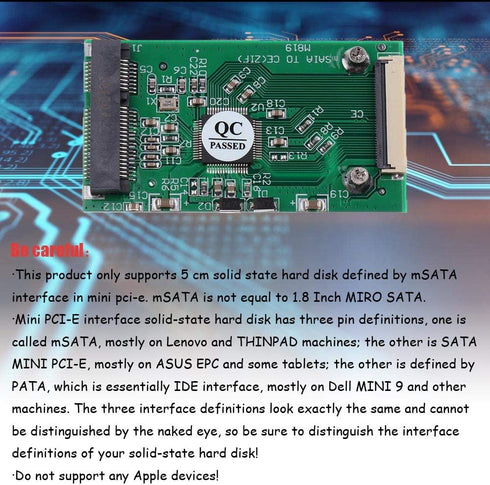 Ximimark 1Pcs Mini PCI-E mSATA to CE ZIF 1.8 inch SSD to 40 pin ZIF CE Cable Adapter Converter