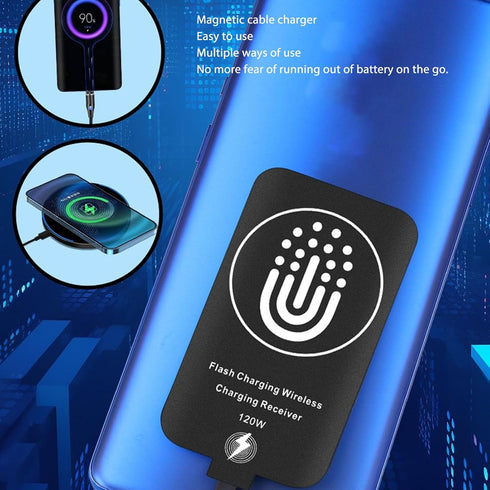 120W Type C Magnetic Charging Receiver for Galaxy A51/A40/A20E, 10W Charging Patch Magnetic Dual Purpose Sticker