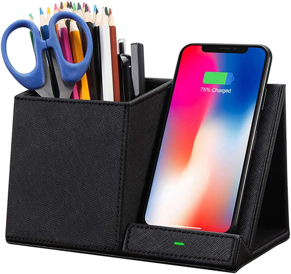 COSOOS Fast Wireless Charger with Desk Organizer, Desk Phone Charger Compatible with iPhone 15/15 Pro/15 Pro