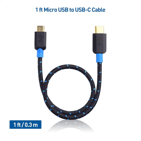 Cable Matters 1 ft Braided USB C to Micro USB Cable (Black) - USB Type C to Micro USB, Durable & Stylish.