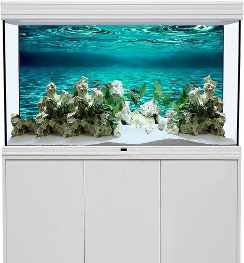YongFoto 48x18 Inches Polyester Aquarium Background Turquoise Clear Water Ripple Terrarium Background Glass Fish Tank Background Pet Underwater Habitat Decor