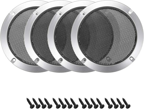 uxcell 4pcs 4" Speaker Grill Mesh Decorative Circle Woofer Guard Protector Cover - Silver