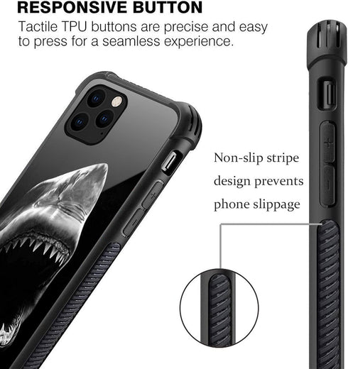 Compatible with iPhone 11 Pro Max Case - Ocean Shark Mouth Graphic Design, Shockproof Anti-Scratch Hard PC Back Case