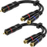 RCA Splitter, 2 Pack RCA Male to Dual RCA Female Y Splitter Cable, 8 Inches Gold Plated Audio Cord for Subwoofer Speaker