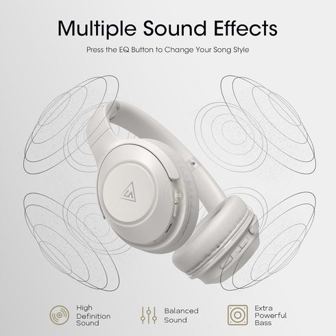 DOQAUS Bluetooth Headphones, Wireless Over Ear, 70H Playtime, 3EQ Modes, HiFi Stereo Sound, for Phone, PC