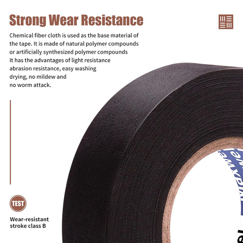 VERSAF51217 19MM 25M Pack 1 Automotive Wiring Harness Cloth Tape - Maxwel Chemical Fiber Cloth High Temp Wire Harness
