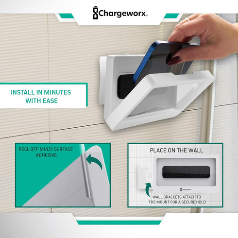 Waterproof Shower Phone Holder, Wall-Mountable Smartphone Holder for Bathroom, Touchscreen Enabled, E-Z Install