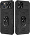 VEGO iPhone 14 Case, iPhone 13 Case with Slide Camera Cover, 360° Rotate Ring Kickstand Magnetic Shockproof - Black
