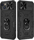 VEGO iPhone 14 Case, iPhone 13 Case with Slide Camera Cover, 360° Rotate Ring Kickstand Magnetic Shockproof - Black