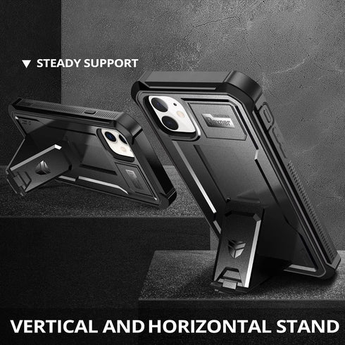 Dexnor iPhone 11 Case, Heavy Duty Military Grade Protection with Built-in Screen Protector and Kickstand, 6.1 inch
