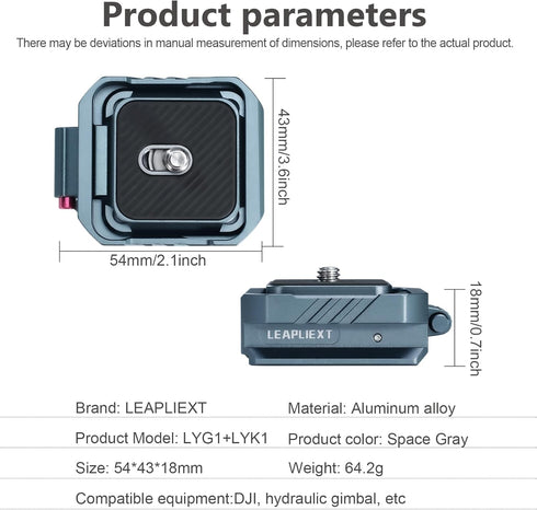 LEAPLIEXT 1/4" 3/8" Professional Camera Quick Release Plate Kit - Metal Arca Swiss Quick Release System with & Screw