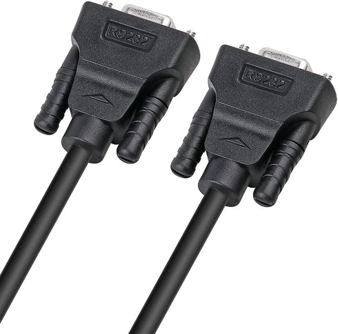 DTECH 6 ft RS232 Serial Cable, Female to Female, 9 Pin Straight Through, Black, 2 Meters