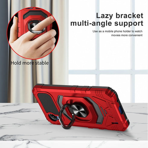 TJS Cricket Debut S2 Case, AT&T Calypso 4 Case, Heavy Duty Drop Protection Cover with Metal Ring Magnetic Kickstand