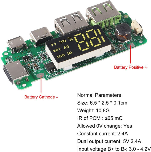 UMLIFE 4pcs 18650 5V 2.4A 186 50 Charging Board Dual USB Mobile Power Bank Module Lithium Battery Charger Board