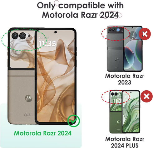 Maxdara Ring Case for Motorola Razr 2024, Built-in Screen Protector, Hard PC Ultra Thin Shockproof Protective Case,