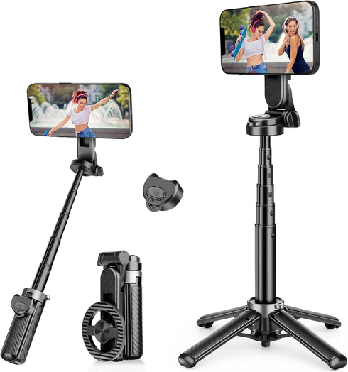 HealAge Foldable Magnetic Tripod for Phone - 4-in-1 Multifunctional 360 Selfie Stick for