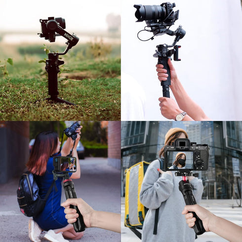 MINIFOCUS Aluminum Mini Tripod, Tabletop Handheld Tripod with 1/4'' and 3/8'' Screw for DSLR and Gimbal