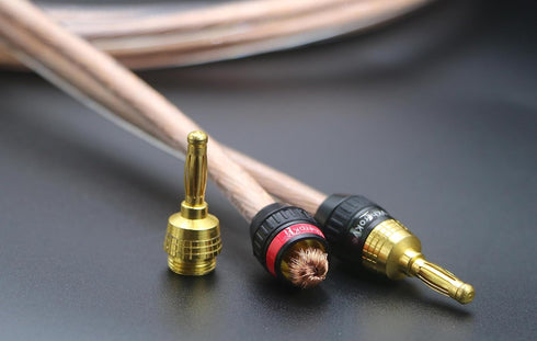 M-JP10 1pair Set Speaker Wire with 24k Gold Plated Connectors, 10AWG 5N OFC, 1.5M Length