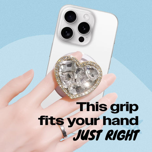 On The Grip OnTheGrip Compatible with Magsafe Cute Cubic Diamond Heart Shape Design Collapsible Mobile Phone Grip Stand