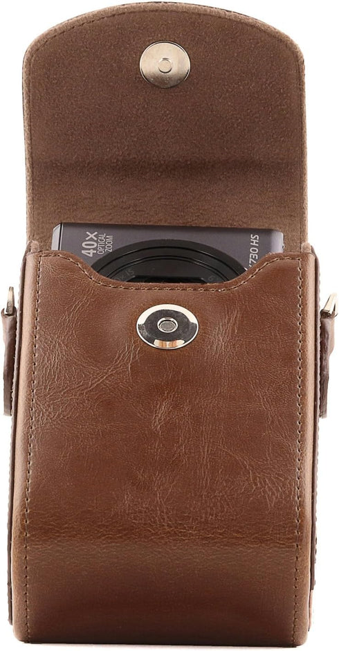 MegaGear Universal Camera Case for Sony Cyber Shot RX100 VI, Dark Brown (MG1497), PU Leather