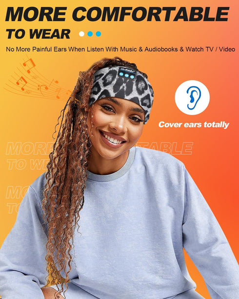 LC-dolida Sleep Headphones Bluetooth Headband, Cozy Wireless Headphones with Thin HD Stereo Speakers for Travel