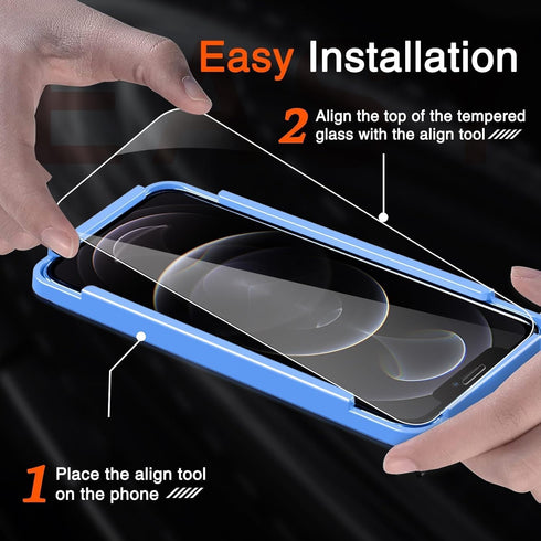 Milomdoi 3 Pack Screen Protector for Apple iPhone 12 Pro Max, Ultra 9H, Case Friendly, with Camera Lens Protectors.