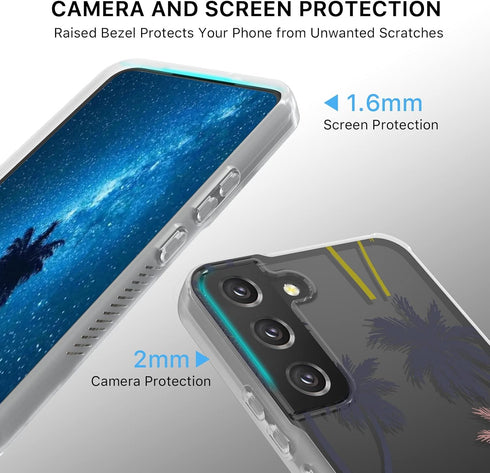 MYBAT PRO Slim Cute Clear Crystal Mood Series Case for Samsung Galaxy S22, 6.1 Inch Pastel Palms Military Grade