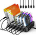 Charging Station for Multiple Devices - 65W 6 Port USB C Charger with 2 20W PD Ports, Short Cables Included