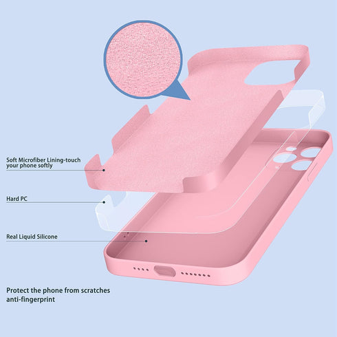 Case for iPhone 15 Pro Max - Soft Liquid Silicone, Gel Rubber Full-Body Protective Phone Case, Crystal Pink