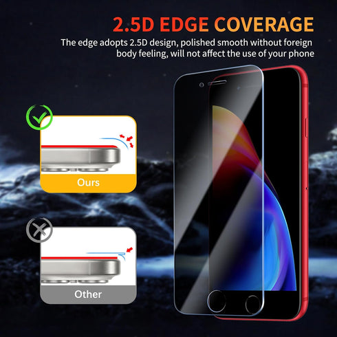 Privacy Screen Protector for iPhone 8 Plus/7 Plus, 3 Pack Tempered Glass Film, Anti-spy, Scratch Resistant, 9H Hardness