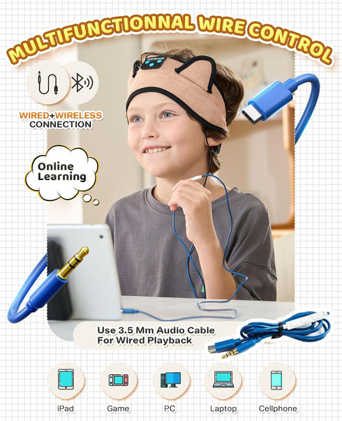 Kids Headphones Over Ear Toddler/Baby Headband, Volume Limited, Soft Headband for Learning, Travel, Sleep