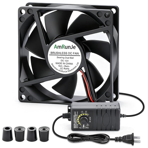 80mm 12v 110v 220v dc Small Computer Fan with AC Plug Variable Speed Dual Ball Bearing for Cooling Laptop Electronics