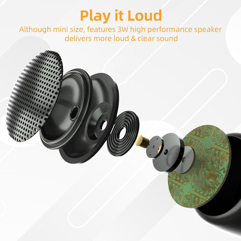2Pack Portable Mini Bluetooth Speaker, Tiny Wireless Speaker for Shower, Room, Bike, Rechargeable Battery, Built-in