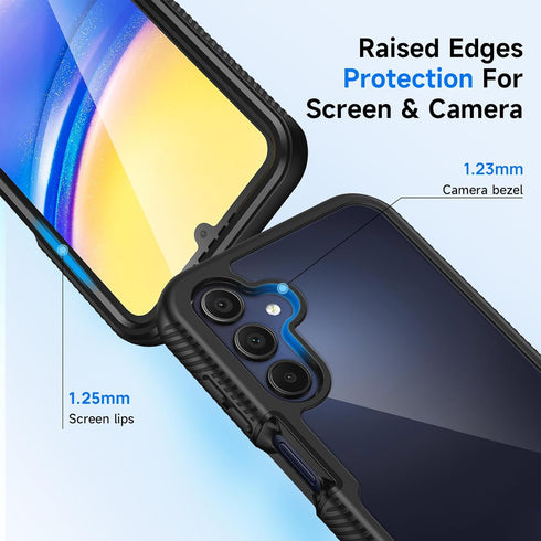 seacosmo for Samsung A15 5G/4G Case, Full Body Shockproof Cover, with Built-in Screen Protector Slim Fit Protective Phone Case for Samsung Galaxy A15 Black