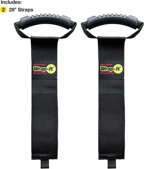 Easy-Carry Wrap-It Storage Straps - 28” (2-Pack) Heavy-Duty Hook and Loop Extension Cord Carrying Strap