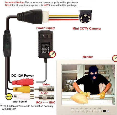 CCTV Mini Pinhole Security Camera 1000TVL 90 Degree with 6PCS Infrared IR LEDs Night Vision for Indoor Surveillance