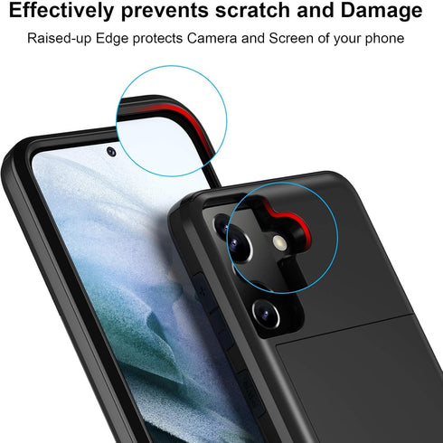 Jiunai Samsung Galaxy S21 Plus Case - Dual Layer Hard PC & Soft TPU Wallet Case with Credit Card Holder for 6.7'' 5G