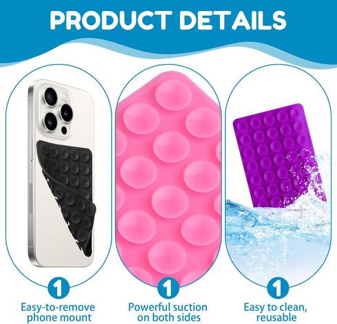 OMASUNB 15PC 40 Suction Phone Grip, Multifunctional Double - Sided Silicone Sticky Phone Mounts, Bead Hands Free Holder