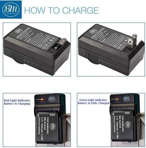 SLB-10A Battery and Charger for Samsung EX2F, HZ15W, SL202, SL420, SL620, WB150F, WB250F, WB350F Digital Camera