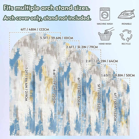 Jnbasdffb 7.2 Blue Gray Ombre Wedding Arch Cover, Stretchy Spandex Arch Backdrop Stand Covers FT, Vintage Abstract Art