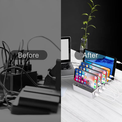 Charging Station, Multi Charging Station for Multiple Devices, 6 Ports USB Multi Phone Fast Charging Station for Cell