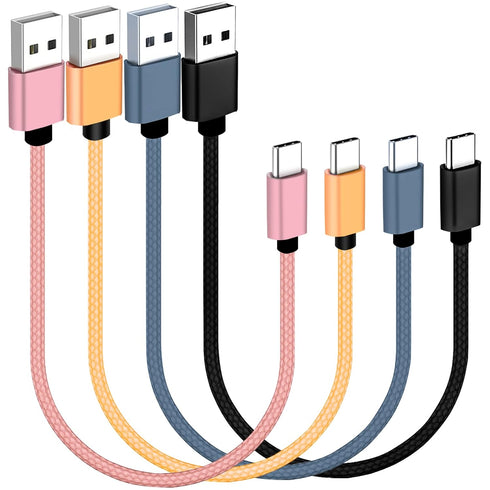 USB C Cable 1ft 4-Pack, 3A Fast Charging USB A to USB C Cord, Nylon Braided, Compatible with Samsung Galaxy A Series