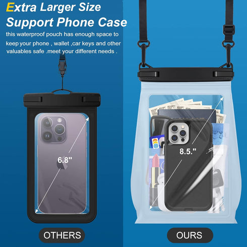 Large Waterproof Phone Pouch Floating, Case for iPhone 15 14 Pro Max 13 12 Plus 11 XS XR X Samsung up to 8.5'', IPX8